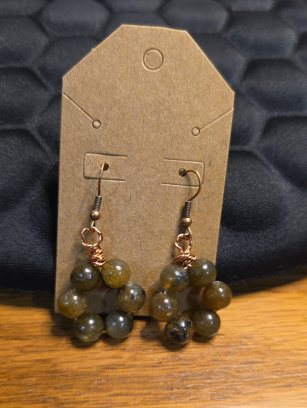 Copper Wrapped Stone Bead Earrings
